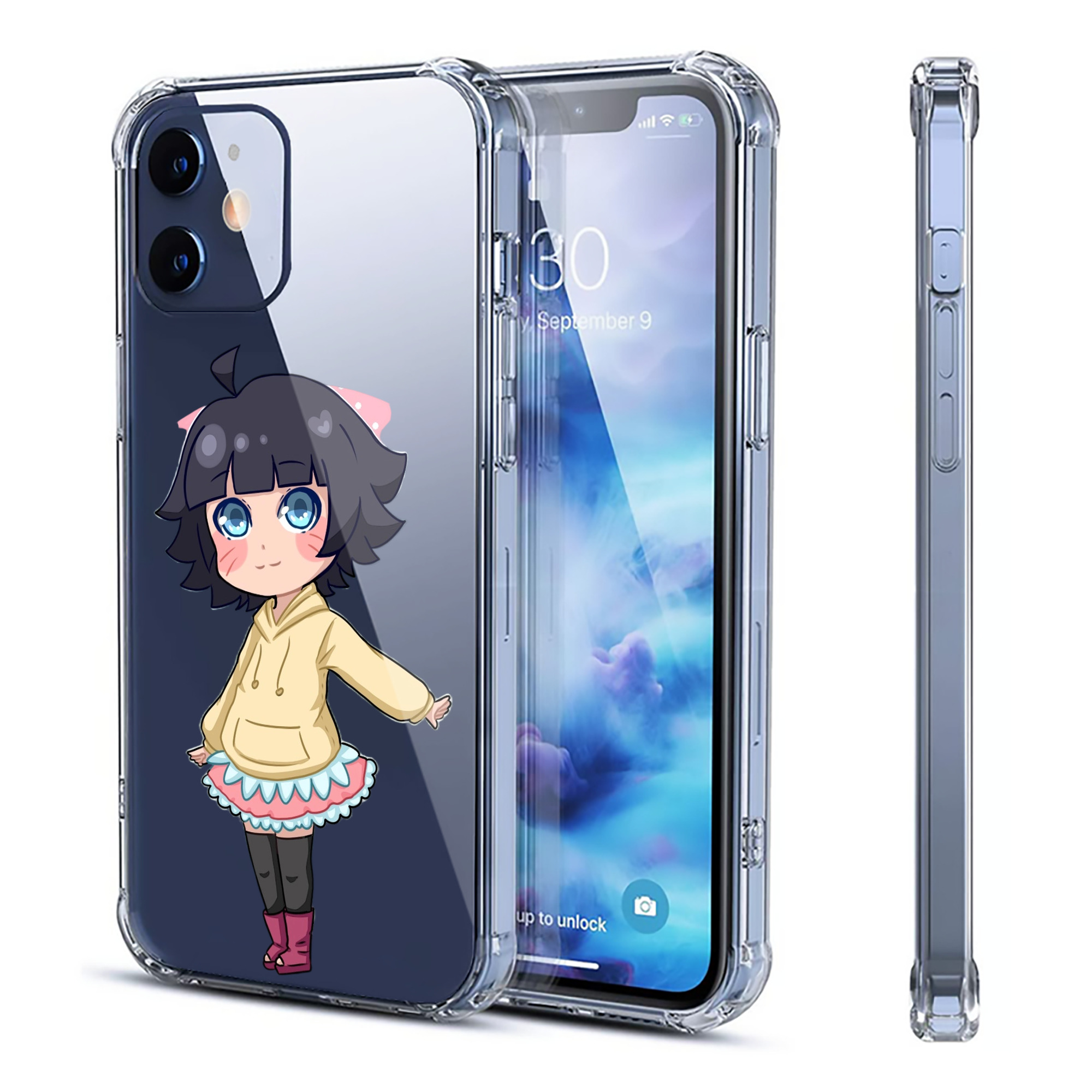 （画像用） NARUTO -ナルト- うずまき ヒマワリ Uzumaki Himawari 【iPhone 12シリーズ対応】透明スマホケース（クリアソフトケース）